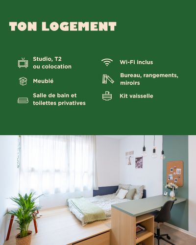 Post by kleyetudiants on Instagram: L'appart, c’est juste le début 👀 Chez KLEY, tu viens pour avoir ton chez-toi. Et tu découvres vite tout ce qu’il y a autour : des espaces où bosser, bouger, chiller, rencontrer du monde… et beaucoup de bonnes raisons de sortir de ton appart. On t'explique en détail ? 👆