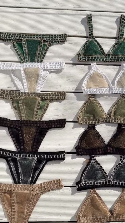 Which is your favourite? Shop our best selling lurex crochet bikinis 💫