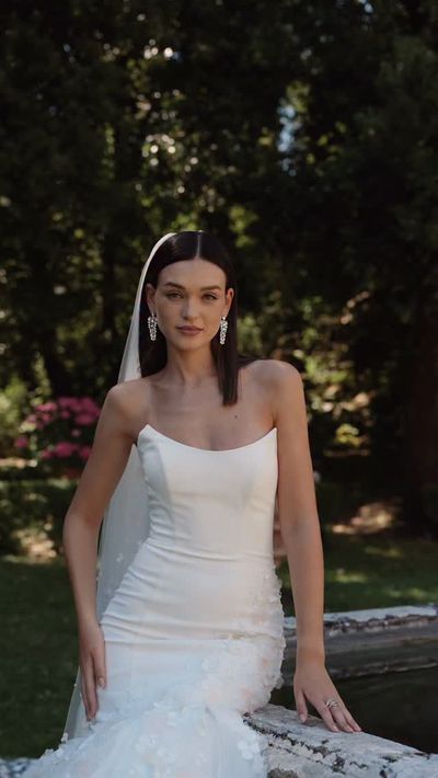 chinese dress ladies Lace Satin A Line Wedding Dress High Stand Neck With Veil – TANYA BRIDAL main image 1