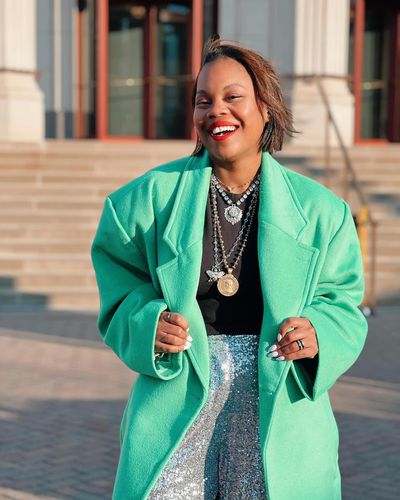 The funky, fun and ULTRA stylish @miastylevibes in her holiday French Kande ðŸ’šâšœï¸âœ¨ Wearing a 