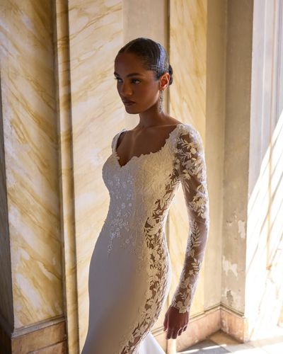 Ronald Joyce 69509 ballgown wedding dress with lace cap sleeves