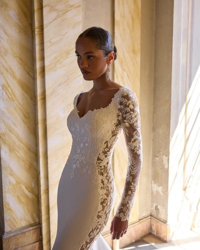 Victoria Jane 18618 strappy A-line wedding dress with v-neckline