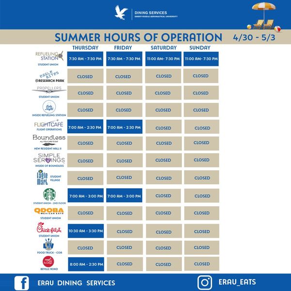 Embry Riddle Dining Follow Us